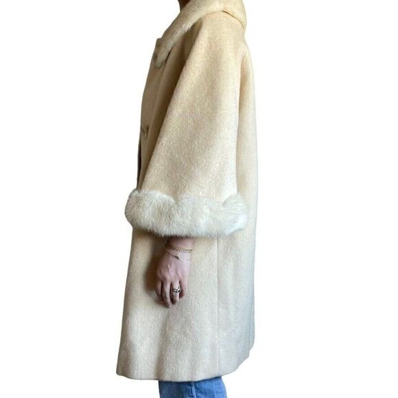 Vintage Stevens Forstmann Womens Cream Camel Bell Sleeve Trench Coat Sz M - Picture 6 of 13